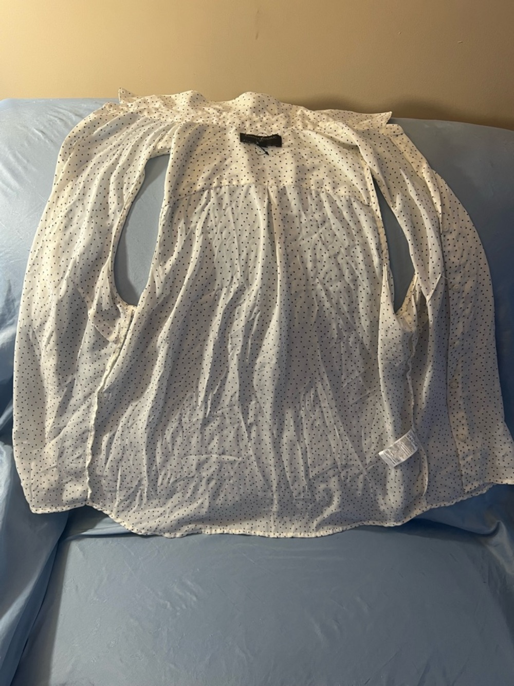 Banana Republic White Blouse with Black Polka Dots